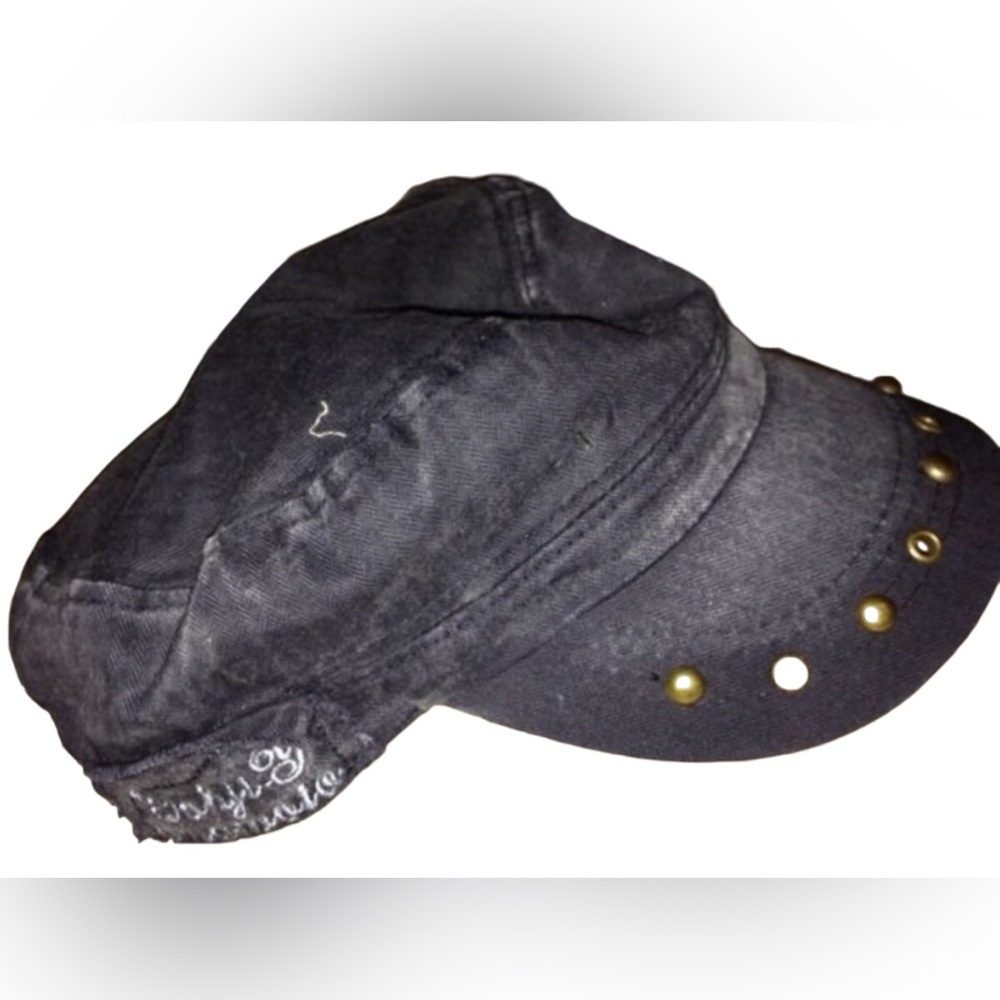 Vintage Distressed Studded Fashion Cap Hat Deadstock Distressed Black - Picture 3 of 5